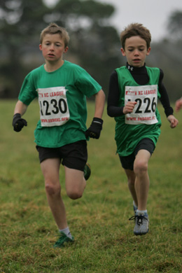 Two of our younger members competing at the 2008 Ascott-Under-Wychwood round of the Oxford Mail Cross Country League.