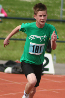 One of our young sprinters in action at the 2009 Oxfordshire Athletics Championships held at the Horspath Stadium, Oxford over the weekend of 9 - 10 May.