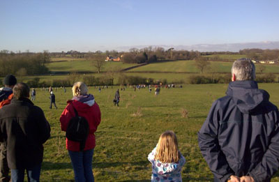 Spectators looking out over the course at the 2009 Wing round of the Chiltern Cross Country League.