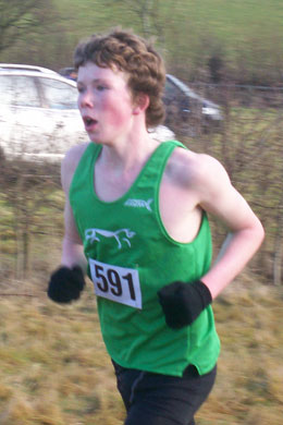 White Horse Harrier young athlete in the 2010 Oxfordshire County Cross Country Championships held at Middleton Cheney, near Banbury on Sunday, 24 January 2010.