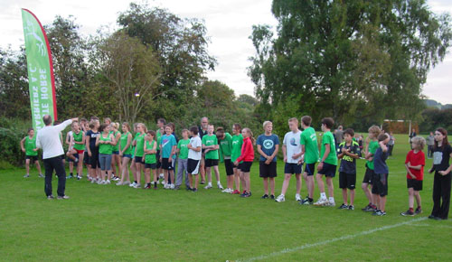 Gareth Smith, our chairman, organising the young athletes before the start of their race at King Alfred's Field, Wantage on Thursday, 9 September 2010.
