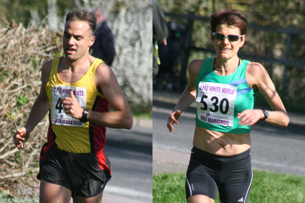 Paul Fernandez (Abingdon Amblers AC) and Liz Hartney (Reading Road Runners) taking the honours in the 2012 White Horse Half Marathon.