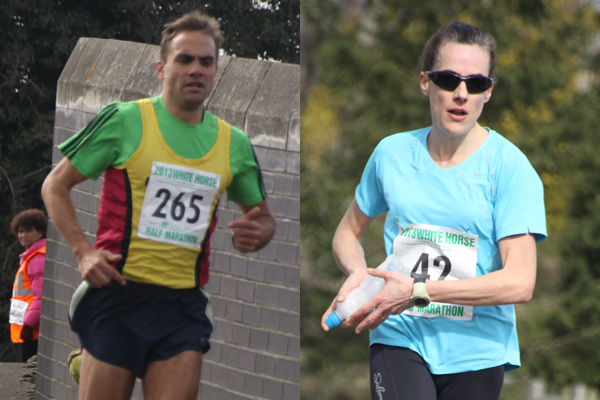Paul Fernandez (Abingdon Amblers AC) and Kay Walsha (unattached) taking the honours in the 2013 White Horse Half Marathon.