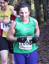 Rachel Bennett in the sunshine on the new course at Harcourt Hill in the Oxford Mail Cross Country League on Sunday, 7th December 2014. Photo credit: Barry Cornelius.