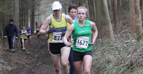 Josephine Harrison on the climb through the woods at Cirencester Park in the Oxford Mail Cross Country League on Sunday, 1st February 2015. Photo credit: Barry Cornelius